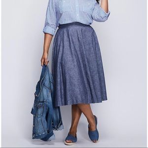 Lane Bryant Chambray Denim Circle Skirt NWT